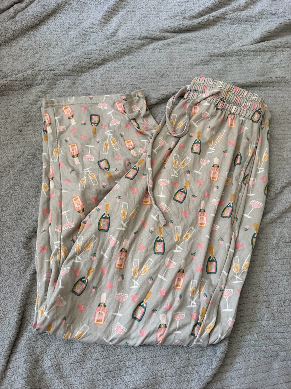 Berkshire Gray Pajama Pants with Pink and Gold Champagne Print